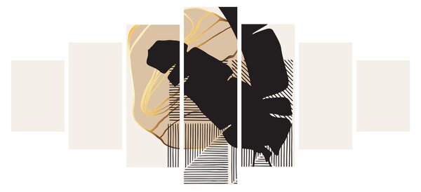 Obraz - Abstrakce s tropickými listy N⁰4 (210x100 cm)