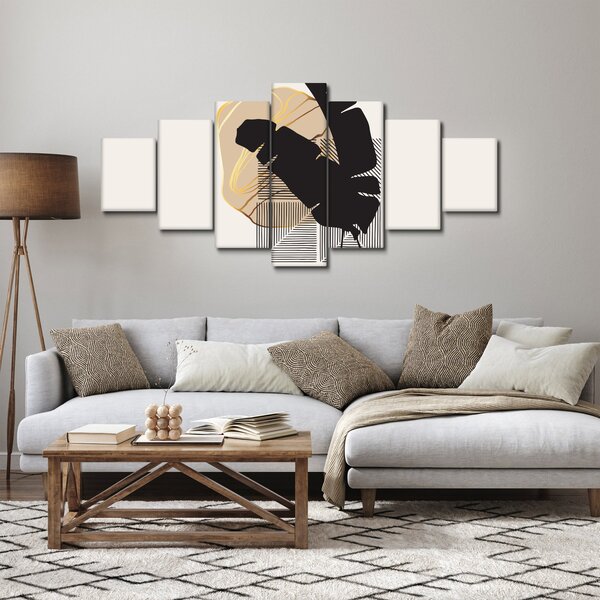 Obraz - Abstrakce s tropickými listy N⁰4 (210x100 cm)