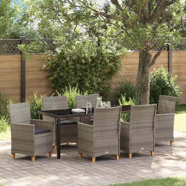 Zahradní jídelní souprava 7 ks Šedá polyratan 3381077