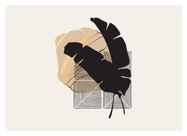 Obraz - Abstrakce s tropickými listy N⁰4 (70x50 cm)