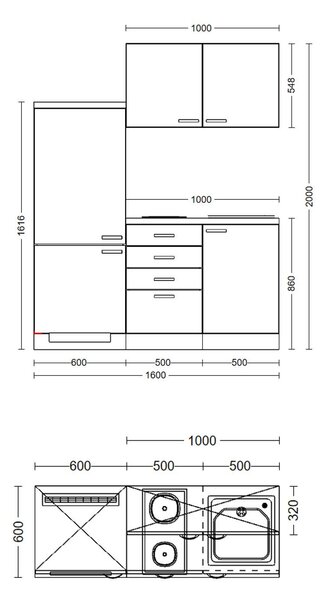 KUCHYŇSKÝ BLOK 160 cm FlexWell - Online Only kuchyňské linky, Online Only