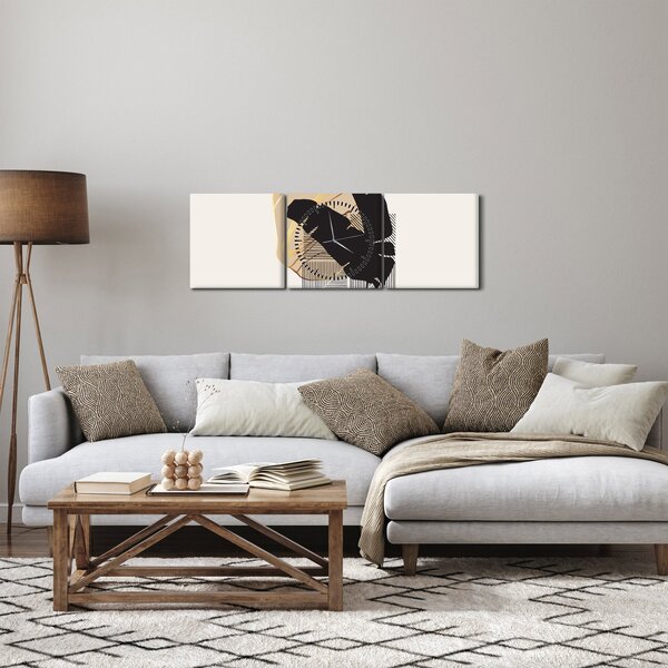 Obraz - Abstrakce s tropickými listy N⁰4 (s hodinami) (90x30 cm)