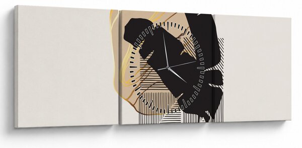 Obraz - Abstrakce s tropickými listy N⁰4 (s hodinami) (90x30 cm)