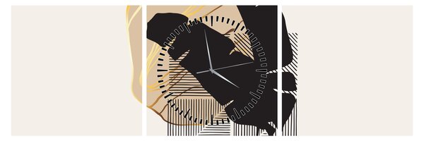 Obraz - Abstrakce s tropickými listy N⁰4 (s hodinami) (90x30 cm)