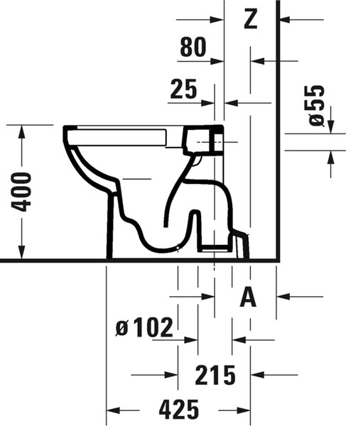 Duravit No. 1 záchodová mísa stojícístativ bez splachovacího kruhu bílá 21840120002