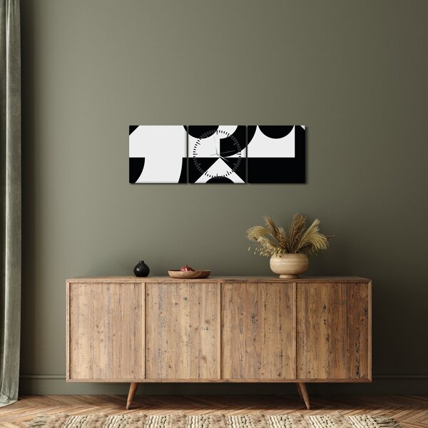 Obraz - Geometrická abstrakce N⁰1 (s hodinami) (90x30 cm)