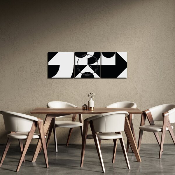 Obraz - Geometrická abstrakce N⁰1 (s hodinami) (90x30 cm)