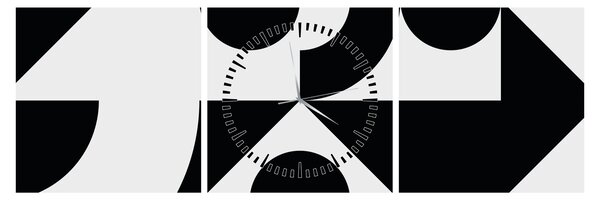 Obraz - Geometrická abstrakce N⁰1 (s hodinami) (90x30 cm)