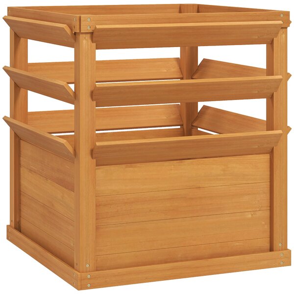 Vyvýšený záhon s treláží Outsunny s otevřeným dnem, dřevěný květinový box 65x65x60cm pro zahradní balkon, květináč pro popínavé rostliny, košíkové ros