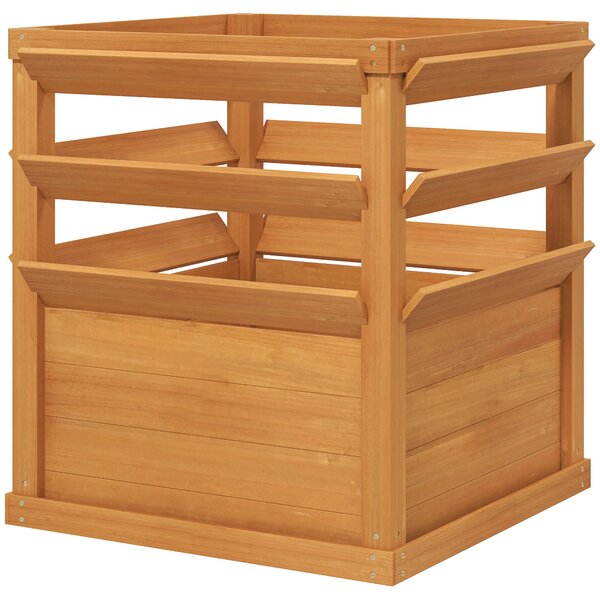 Vyvýšený záhon s treláží Outsunny s otevřeným dnem, dřevěný květinový box 65x65x60cm pro zahradní balkon, květináč pro popínavé rostliny, košíkové ros