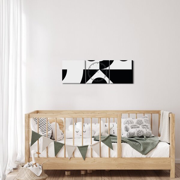 Obraz - Geometrická abstrakce N⁰1 (s hodinami) (90x30 cm)