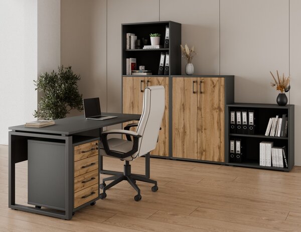 Kancelářská sestava NEJBY GIANNI PREMIUM 4, antracit/dub wotan