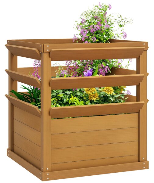 Vyvýšený záhon s treláží Outsunny s otevřeným dnem, dřevěný květinový box 65x65x60cm pro zahradní balkon, květináč pro popínavé rostliny, košíkové ros