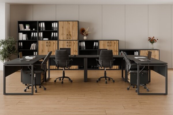 Kancelářská sestava NEJBY GIANNI PREMIUM 6, antracit/dub wotan