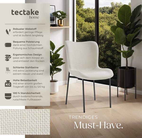 Tectake® Tessa čalouněná židle ergonomického tvaru s vysokým opěradlem 54 x 62 x 90 cm