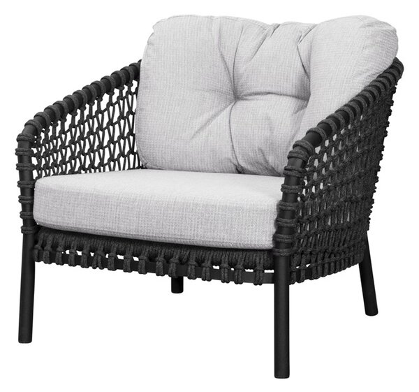 Cane-line Nízké křeslo Ocean Large, Cane-line, 81x90x73 cm, rám hliník, výplet lanko Soft Rope dark grey, bez polstrů