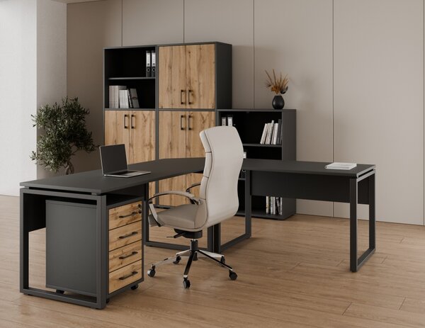 Kancelářská sestava NEJBY GIANNI PREMIUM 1, antracit/dub wotan