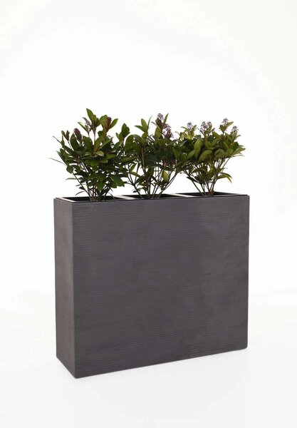 Květináč ELEMENTO, sklolaminát, šířka 88 cm, šedá řádky