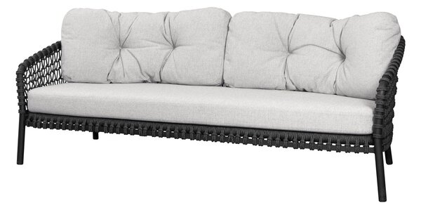 Cane-line 3-místná pohovka Ocean Large, Cane-line, 202x90x73 cm, rám hliník, výplet lanko Soft Rope dark grey, bez polstrů