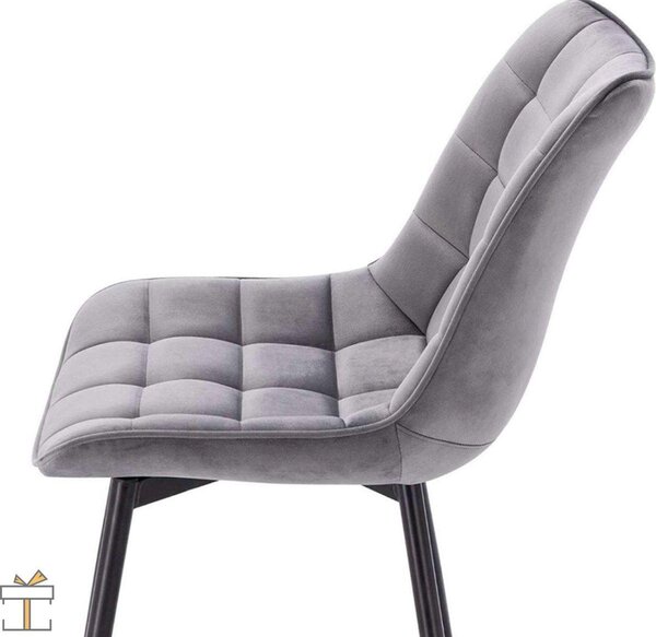 Jídelní židle, sada 2 ks, samet, světle šedá – židle Eimer – jídelní židle a kuchyňská židle – obývací židle – pohodlná židle – moderní design
