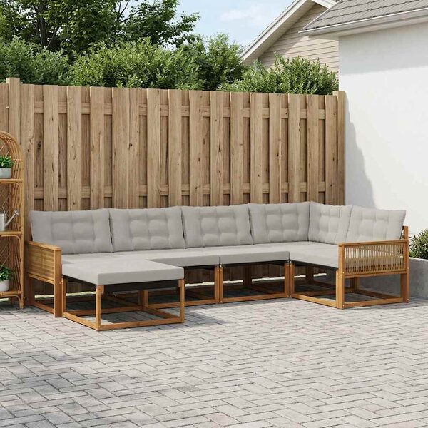 Venkovní pohovková souprava 6 ks Přírodní a světle šedá 3381539
