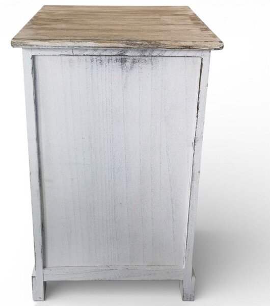 Bílá dřevěná skříňka se 3 zásuvkami, rozměry 35 x 28 x 56 cm (v)