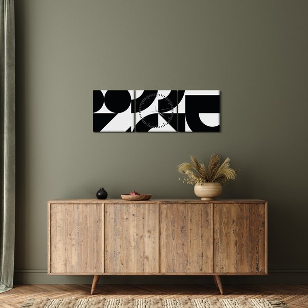 Obraz - Geometrická abstrakce N⁰2 (s hodinami) (90x30 cm)