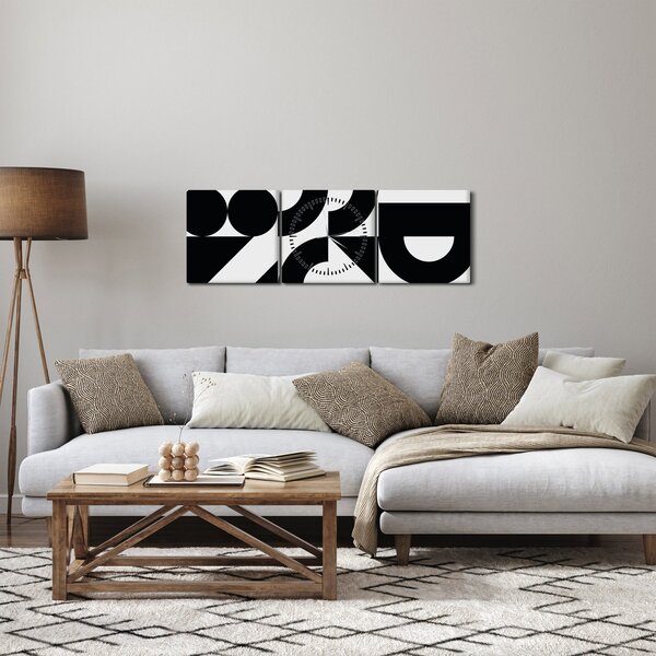 Obraz - Geometrická abstrakce N⁰2 (s hodinami) (90x30 cm)