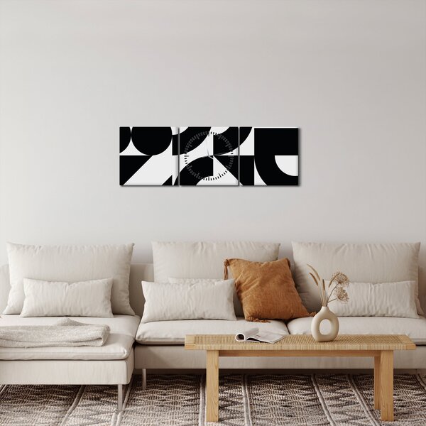 Obraz - Geometrická abstrakce N⁰2 (s hodinami) (90x30 cm)