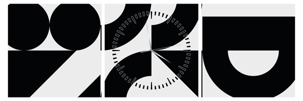 Obraz - Geometrická abstrakce N⁰2 (s hodinami) (90x30 cm)