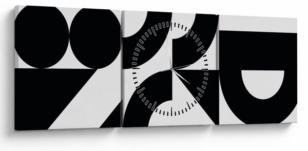 Obraz - Geometrická abstrakce N⁰2 (s hodinami) (90x30 cm)