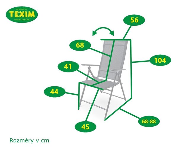 Texim PIA - zahradní polohovací židle, ocel + textil