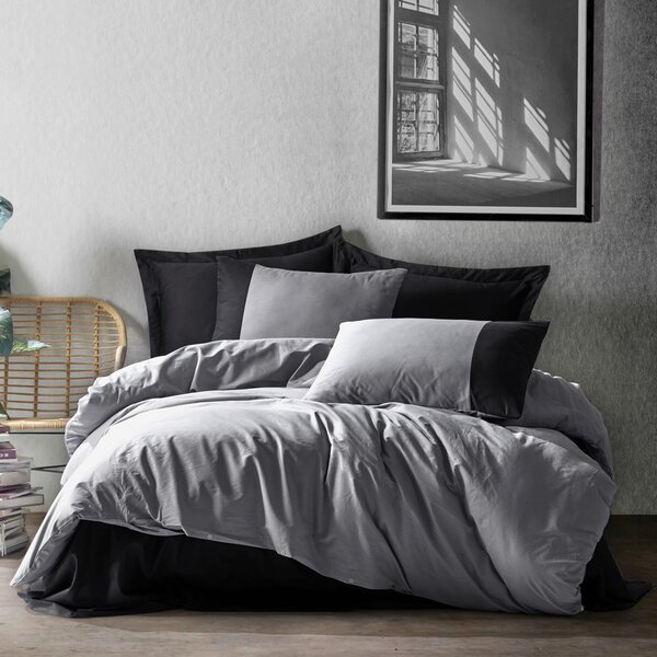 POVLEČENÍ, renforcé, šedá, černá, 135/200 cm - Online Only povlečení, Online Only