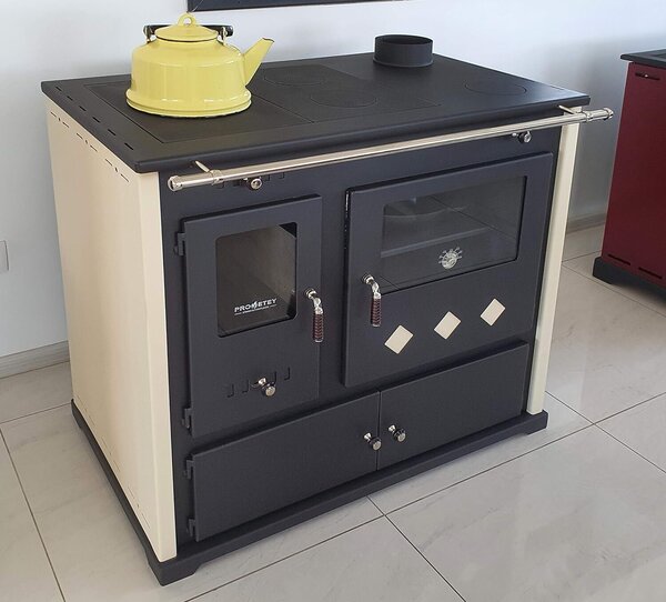 Krbová kamna na dřevo s pečicím prostorem a varnou deskou Krbová kamna na dřevo Practik Lux 9,5 kW