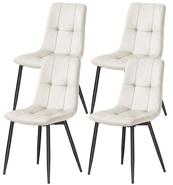 VASAGLE Otočné jídelní židle, sada 4 kusů, ergonomické čalouněné židle z veluru, rozměry 43 x 52 x 83 cm, béžová barva