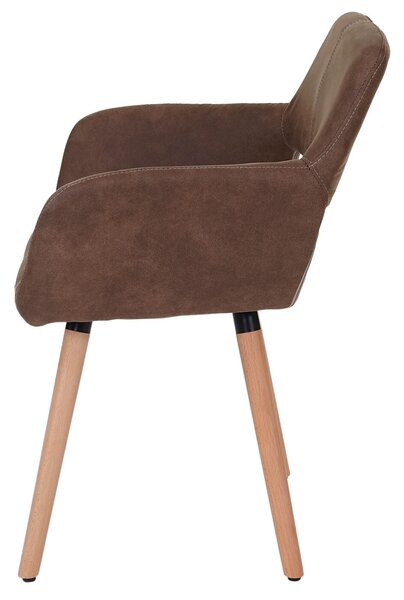 Jídelní židle HWC-A50 II, židle kuchyňská židle, retro design 50. let textil, vintage hnědá, světlé nohy