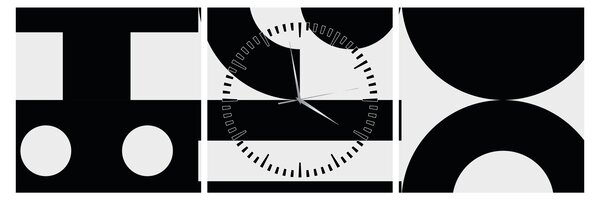 Obraz - Geometrická abstrakce N⁰3 (s hodinami) (90x30 cm)