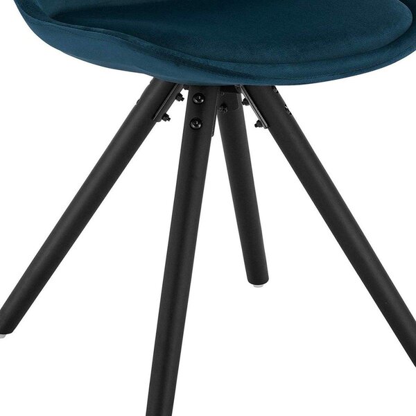 Jídelní židle - Happyment Zeda - Modrý samet - Dřevěné nohy - Výška 46 cm - Sada 2 kusů - Ergonomická a pohodlná