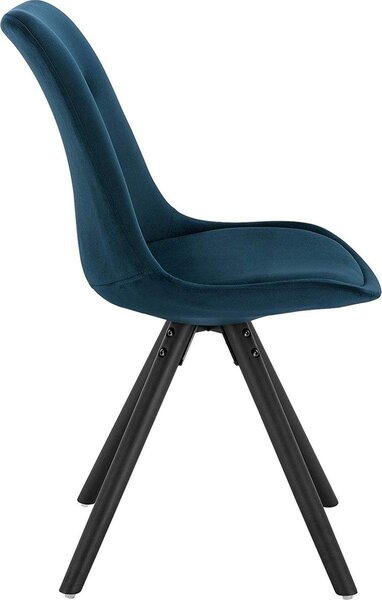 Jídelní židle - Happyment Zeda - Modrý samet - Dřevěné nohy - Výška 46 cm - Sada 2 kusů - Ergonomická a pohodlná