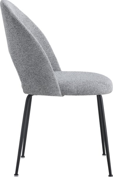 Šedá čalouněná židle moderní Megan - jídelní židle ve skandinávském loftovém stylu s kovovými nohami, ergonomická a pohodlná