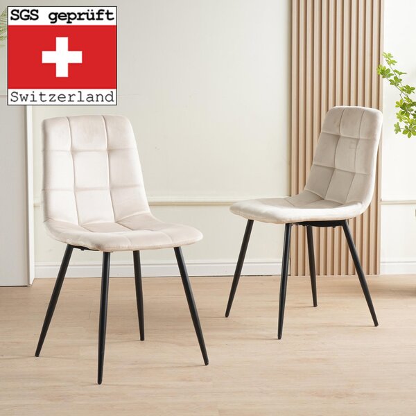 Jídelní židle Albatros sada 4 ks BORA Beige - Pohodlná čalouněná židle pro moderní a stylový design u jídelního stolu - Kuchyňská židle nebo židle do jídelny s vysokou nosností až 110 kg