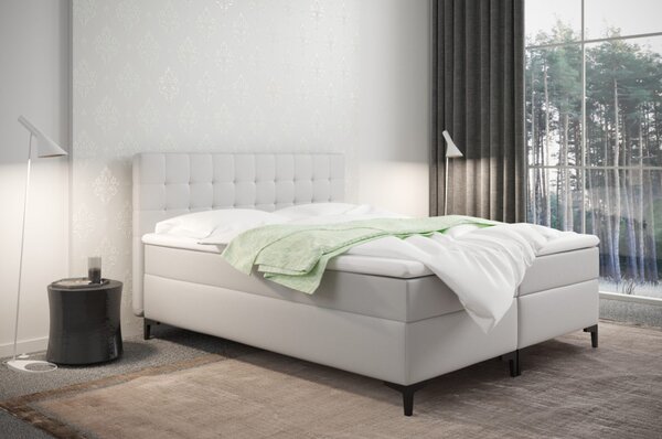 Americká postel s úložným prostorem DAJANA - 180x200, bílá eko kůže