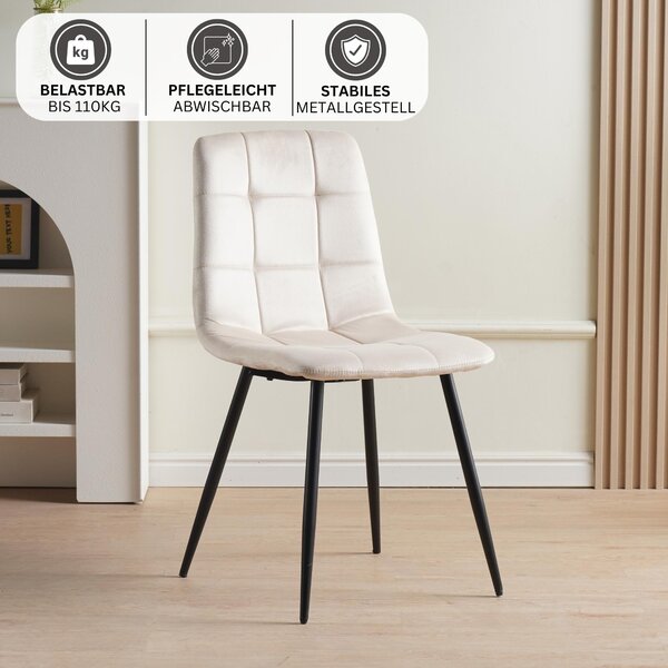 Jídelní židle Albatros sada 4 ks BORA Beige - Pohodlná čalouněná židle pro moderní a stylový design u jídelního stolu - Kuchyňská židle nebo židle do jídelny s vysokou nosností až 110 kg