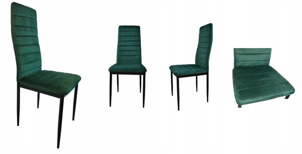 ModernHome LR-1494 Sada 4 ks jídelních židlí VELVET, zelená