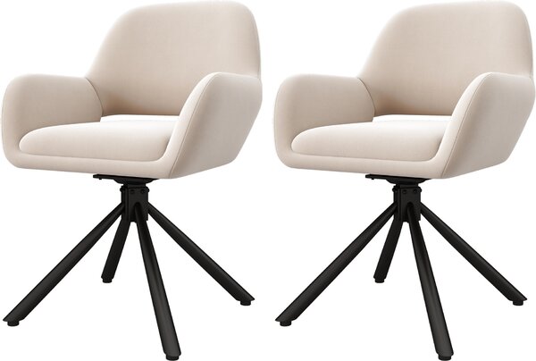Sweiko otočná,sametová,sada 2 kusů,s područkami,moderní a elegantní,jídelní židle,béžová
