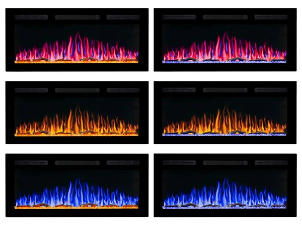 ArtiFlame AF40WR Elektrický vestavný krb s ohřevem 1800 W, realistický efekt plamene, LED osvětlení, dálkové ovládání, časovač, černý