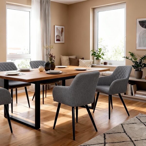 Jídelní židle ALBATROS sada 2 židlí SILA, šedá - Moderní a stylová, pohodlná čalouněná židle - Elegantní židle do kuchyně, jídelny nebo jídelního stolu v retro stylu