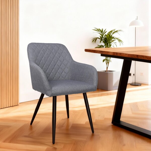 Jídelní židle ALBATROS sada 2 židlí SILA, šedá - Moderní a stylová, pohodlná čalouněná židle - Elegantní židle do kuchyně, jídelny nebo jídelního stolu v retro stylu