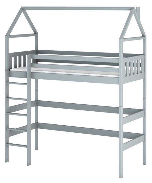 Dětská postel s horním spaním NITSA - 90x200, šedá