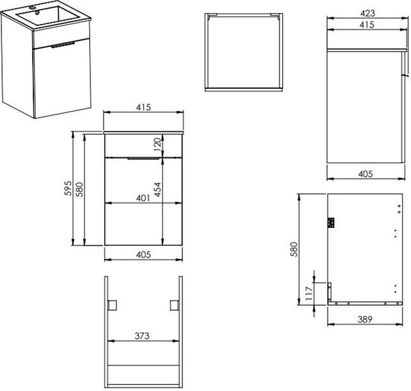 Elita Qubo Plus umyvadla se skříňkou 40.5 cm dub RE020400147050